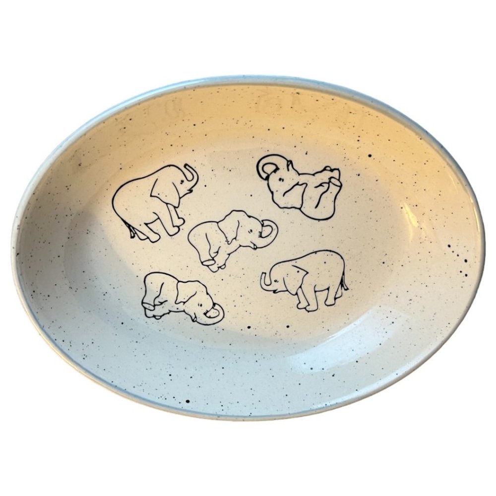 MERITAGE Speckled Elephant Oval Serving Dish Au Gratin Bowl Stoneware 8" x 6"